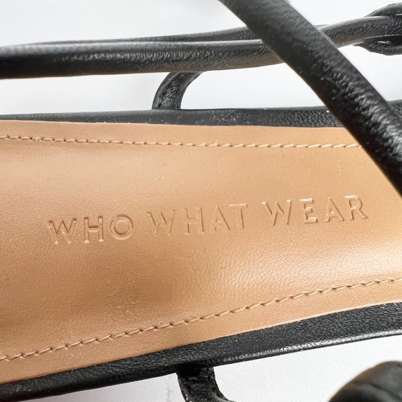 Who What Wear Zander Strappy Square Toe Sandals Blogger Favorite Flat Ankle Wrap - Picture 5 of 11